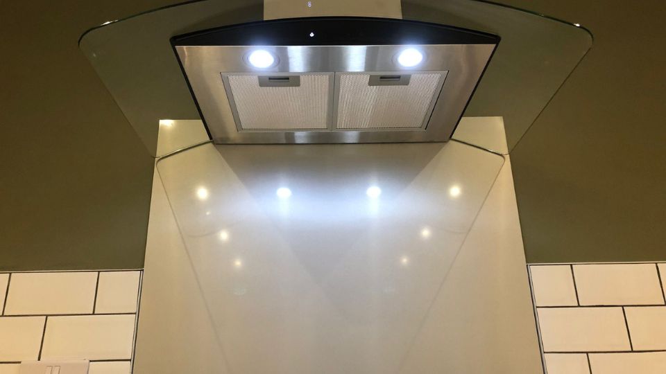 New kitchen extractor fan with lights fitted in a new kitchen in Portsmouth