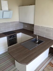 New kitchen sink fitted in a new kitchen installation in a residential property in Portsmouth