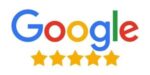 Google logo with five gold stars below